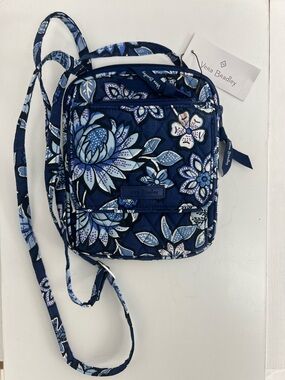 Vera Bradley Navy Blue Floral Quilted Crossbody Shoulder Bag